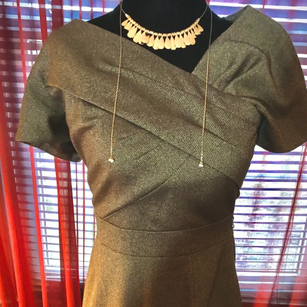 Tahari Brown Tweed Dress - size 2